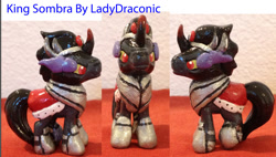 Size: 1114x633 | Tagged: safe, artist:ladydraconic, derpibooru import, king sombra, pony, unicorn, the crystal empire, custom, irl, photo, solo, toy