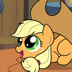 Size: 555x555 | Tagged: safe, artist:drawponies, applejack, earth pony, pony, comic, cute, foal, hat, jackabetes, preview, solo