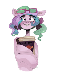 Size: 2000x2439 | Tagged: safe, artist:mili-kat, princess celestia, alicorn, pony, semi-anthro, adorkable, book, braces, cute, cutelestia, dork, glasses, grin, princess dorklestia, solo, younger