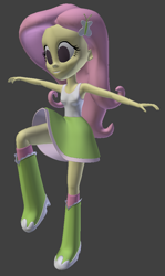 Size: 576x969 | Tagged: safe, artist:creatorofpony, fluttershy, equestria girls, /mlp/, 3d, 3d model, armpits, blender, boots, clothes, skirt, solo, tanktop