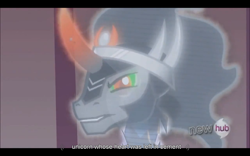 Size: 1024x640 | Tagged: safe, derpibooru import, screencap, king sombra, pony, unicorn, the crystal empire, youtube caption