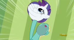 Size: 1636x902 | Tagged: safe, edit, edited screencap, screencap, rarity, zephyr breeze, pony, unicorn, flutter brutter, the gift of the maud pie, can i do it on my own, discovery family logo, meme, nose in the air, rariball