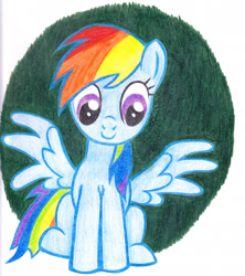 Size: 2079x2342 | Tagged: safe, artist:failduck, derpibooru import, rainbow dash, pegasus, pony, solo, traditional art