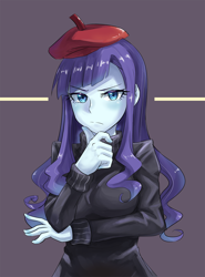 Size: 800x1083 | Tagged: safe, artist:tzc, rarity, equestria girls, beatnik rarity, beret, clothes, hat, solo