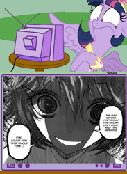 Size: 560x767 | Tagged: safe, derpibooru import, twilight sparkle, twilight sparkle (alicorn), alicorn, pony, aoi sawatari, exploitable meme, female, grim reaper and four girlfriends, mare, meme, obligatory pony, shinigami-sama to 4-nin no kanojo, tv meme