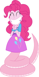 Size: 1537x2997 | Tagged: safe, artist:kaylathehedgehog, pinkie pie, lamia, original species, equestria girls, eyes closed, female, pinklamia pie, simple background, solo, species swap, transparent background