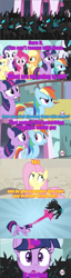 Size: 640x2508 | Tagged: safe, derpibooru import, edit, edited screencap, screencap, applejack, fluttershy, pinkie pie, rainbow dash, rarity, twilight sparkle, unicorn twilight, changeling, earth pony, pegasus, pony, unicorn, a canterlot wedding, comic, dragonball z abridged, kami (dbz), mane six, nail (dbz), piccolo (dbz), screencap comic, text, the return of coolers revenge