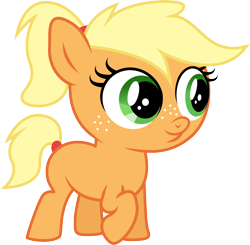 Size: 6000x5886 | Tagged: dead source, safe, artist:theshadowstone, applejack, earth pony, pony, 5-year-old, absurd resolution, filly, ponytail, simple background, solo, tail wrap, transparent background, vector