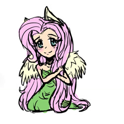 Size: 1153x1153 | Tagged: safe, artist:valik, fluttershy, human, eared humanization, humanized, solo, winged humanization