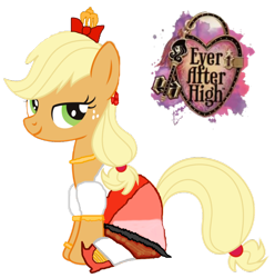 Size: 890x897 | Tagged: safe, artist:thunderfists1988, edit, applejack, earth pony, pony, apple white, cosplay, ever after high, simple background, sitting, solo, transparent background