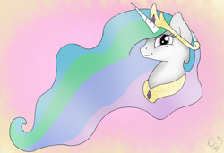 Size: 1024x700 | Tagged: safe, artist:everdale, princess celestia, alicorn, pony, bust, portrait, solo