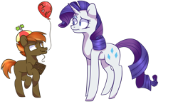 Size: 3025x1765 | Tagged: safe, artist:darkpinkmonster, button mash, rarity, pony, unicorn, balloon, female, male, rarimash, shipping, straight