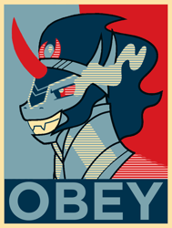 Size: 772x1023 | Tagged: safe, derpibooru import, king sombra, pony, unicorn, hope poster, obey, poster, propaganda, shepard fairey