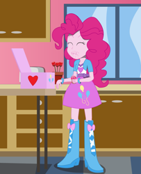 Size: 2431x3000 | Tagged: safe, artist:amante56, part of a set, pinkie pie, equestria girls, boots, cupcake, roses and hearts 2015, shoes, solo