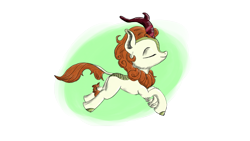 Size: 3200x1800 | Tagged: safe, artist:rockhoppr3, autumn blaze, kirin, awwtumn blaze, cute, eyes closed, green background, simple background, smiling, solo