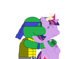 Size: 463x351 | Tagged: safe, artist:hmcvirgo92, derpibooru import, twilight sparkle, twilight sparkle (alicorn), alicorn, pony, crack shipping, crossover shipping, female, leonardo, mare, pregnant, simple background, teenage mutant ninja turtles, white background, why