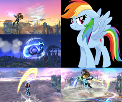 Size: 1000x837 | Tagged: safe, artist:alphamonouryuuken, derpibooru import, rainbow dash, pegasus, pony, my little pony: the movie, female, mare, mii, mii fighters, mii swordfighter, simple background, smiling, solo, super smash bros., super smash bros. 4, super smash bros. ultimate