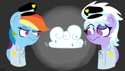 Size: 1600x915 | Tagged: safe, artist:notenoughapples, derpibooru import, cloudchaser, rainbow dash, pegasus, pony, clothes, cloud, police, police uniform