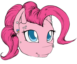 Size: 1118x931 | Tagged: safe, artist:piercing anon, pinkie pie, earth pony, pony, /mlp/, 4chan, drawthread, ear piercing, earring, lip piercing, nose ring, piercie pie, piercing, smiling, solo