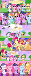 Size: 1714x4096 | Tagged: safe, artist:awesomepiefive, derpibooru import, applejack, fluttershy, pinkie pie, rainbow dash, rarity, twilight sparkle, dog, earth pony, pegasus, pony, shark, unicorn, flutter brutter, :<, :i, :o, :x, blushing, comic, d:, eye beams, fluttershy's brother (fanon), harsher in hindsight, jossed, mane six, pug, puppy, whistle, wide eyes