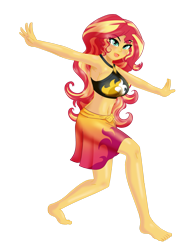 Size: 2300x3000 | Tagged: safe, artist:minusclass, sunset shimmer, better together, equestria girls, armpits, barefoot, belly button, clothes, feet, midriff, sarong, simple background, solo, swimsuit, transparent background