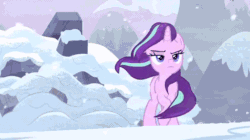 Size: 728x408 | Tagged: safe, editor:torpy-ponius, screencap, starlight glimmer, pony, unicorn, the ending of the end, animated, badass, cool guys don't look at explosions, explosion, fire, frown, glim glam, lidded eyes, photoshop, series finale, solo, starlight glimmer in places she shouldn't be, walking away, walking away from explosion, windswept mane