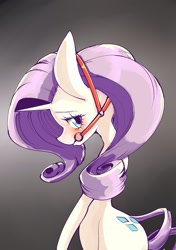 Size: 2039x2894 | Tagged: safe, artist:unousaya, rarity, pony, unicorn, bridle, female, horn, mare, purple mane, solo, white coat