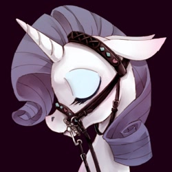 Size: 932x932 | Tagged: safe, artist:kolshica, rarity, pony, unicorn, bit, bridle, eyes closed, floppy ears, reins, solo