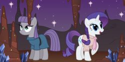 Size: 2662x1325 | Tagged: safe, artist:mlp-silver-quill, idw, maud pie, rarity, pony, unicorn, spoiler:comic, spoiler:comicff29, cave