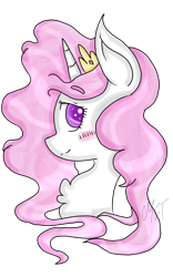 Size: 1600x2560 | Tagged: safe, artist:melodysweettunes, princess celestia, alicorn, pony, blushing, bust, female, mare, pink-mane celestia, portrait, simple background, solo, transparent background, younger