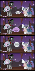 Size: 974x2000 | Tagged: safe, artist:mlp-silver-quill, idw, king sombra, maud pie, radiant hope, rarity, crystal pony, pony, unicorn, spoiler:comicff29, cave, comic, dark comedy, female, frown, hopebra, male, open mouth, reformed sombra, shipping, straight, wide eyes