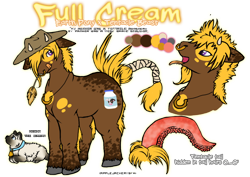 Size: 706x500 | Tagged: safe, artist:striped-tie, derpibooru import, oc, oc only, cat, hybrid, beast, full cream, horns, monster, necklace, nose ring, reference sheet, tentacles, wheat