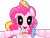 Size: 2048x1536 | Tagged: safe, artist:birdivizer, pinkie pie, earth pony, pony, robot, animatronic, chica pie, creepy, five nights at aj's 2, five nights at freddy's, glowing eyes, jumpscare, looking at you, rainbow power, sharp teeth, simple background, solo, toy pinkica, transparent background