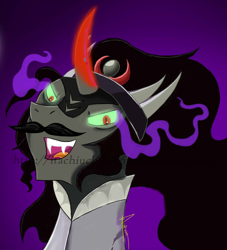 Size: 600x661 | Tagged: safe, artist:itachiuchiha963, derpibooru import, king sombra, pony, unicorn, black mane, male, moustache, sharp teeth, sombra eyes, stallion