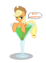 Size: 650x872 | Tagged: safe, artist:thunder-dasher, applejack, earth pony, pony, appletini, cocktail, martini, solo