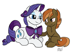 Size: 1024x768 | Tagged: safe, artist:siekit442, button mash, rarity, pony, unicorn, bedroom eyes, bowtie, female, male, rarimash, shipping, simple background, straight, straight shota, transparent background