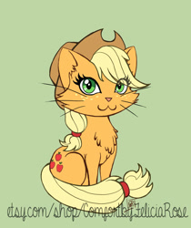 Size: 800x953 | Tagged: safe, artist:justenjoyinglife, applejack, cat, applecat, catified, sitting, solo, species swap