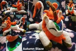 Size: 2756x1828 | Tagged: safe, artist:gleamydreams, autumn blaze, kirin, lying down, photo, plushie, sleeping