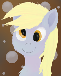 Size: 1508x1876 | Tagged: safe, artist:akuneanekokuro, derpy hooves, pony, abstract background, derp, digital art, female, mare, smiling, solo