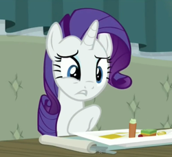 Size: 426x390 | Tagged: safe, screencap, rarity, pony, unicorn, spice up your life, rarity looking at food, solo