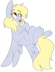 Size: 1280x1660 | Tagged: safe, artist:korgikardigan, derpy hooves, pegasus, pony, :p, chest fluff, cute, derpabetes, female, leg fluff, mare, silly, simple background, solo, tongue out, transparent background