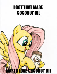 Size: 454x582 | Tagged: safe, artist:halfsparkle, fluttershy, pegasus, pony, impact font, meme, solo, text