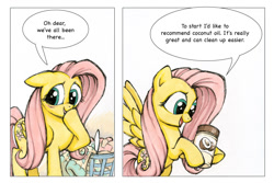 Size: 951x636 | Tagged: safe, artist:halfsparkle, angel bunny, fluttershy, pegasus, pony, female, mare, pink mane, yellow coat