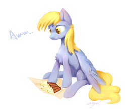 Size: 4500x4000 | Tagged: safe, artist:angusdra, derpy hooves, pegasus, pony, absurd resolution, chest fluff, female, food, mare, muffin, signature, simple background, solo, transparent background