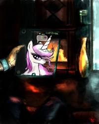 Size: 1280x1600 | Tagged: safe, artist:pedrohander, derpibooru import, fleur-de-lis, human, pony, unicorn, colored sketch, digital art, fireplace, hand, rough sketch, tablet