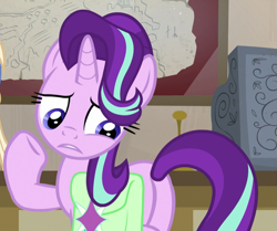 Size: 771x644 | Tagged: safe, screencap, starlight glimmer, pony, unicorn, student counsel, butt, cash register, cropped, female, map, mare, plot, raised hoof, saddle bag, solo