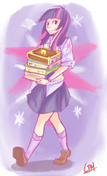 Size: 600x985 | Tagged: safe, artist:coin-trip39, derpibooru import, twilight sparkle, human, book, humanized, light skin, solo