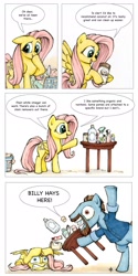 Size: 951x1908 | Tagged: dead source, safe, artist:halfsparkle, angel bunny, fluttershy, pegasus, pony, ask, ask sex-positive fluttershy, balancing, beard, billy mays, bipedal, comic, cowering, cute, facial hair, female, floppy ears, frown, gritted teeth, hoof hold, hoof over mouth, looking at you, male, mare, moustache, open mouth, pointing, ponified, prone, raised hoof, shyabetes, simple background, smiling, spread wings, stallion, table flip, tumblr, white background, wide eyes, wings