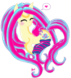 Size: 1337x1458 | Tagged: safe, artist:ashourii, derpibooru import, oc, oc only, oc:wave dancer, original species, blushing, eyes closed, happy, heart, solo, tentacle pony, tentacles