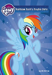 Size: 344x500 | Tagged: safe, derpibooru import, rainbow dash, pegasus, pony, my little pony chapter books, my little pony logo, official, rainbow dash and the daring do double dare, solo